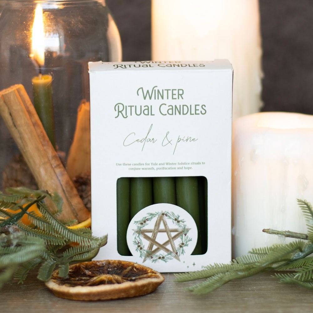 Something Different - Cedar & Pine Winter Ritual Spell Candles Scented Candle - Green